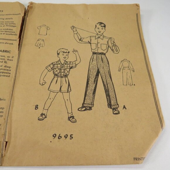 McCalls 9695 clothing pattern (complete) Boys slacks - pants, shirt, shorts - Picture 6 of 11